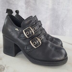 RETRO Go Crazy Chunky Heel Double Buckle Punk Mary Jane Women's 40 Black